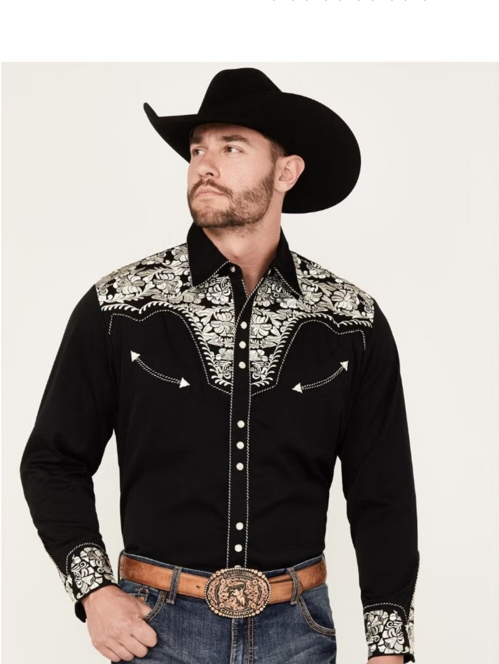 Scully Men's Embroidered Gunfighter Long Sleeve Pearl Snap Western Shirt XL